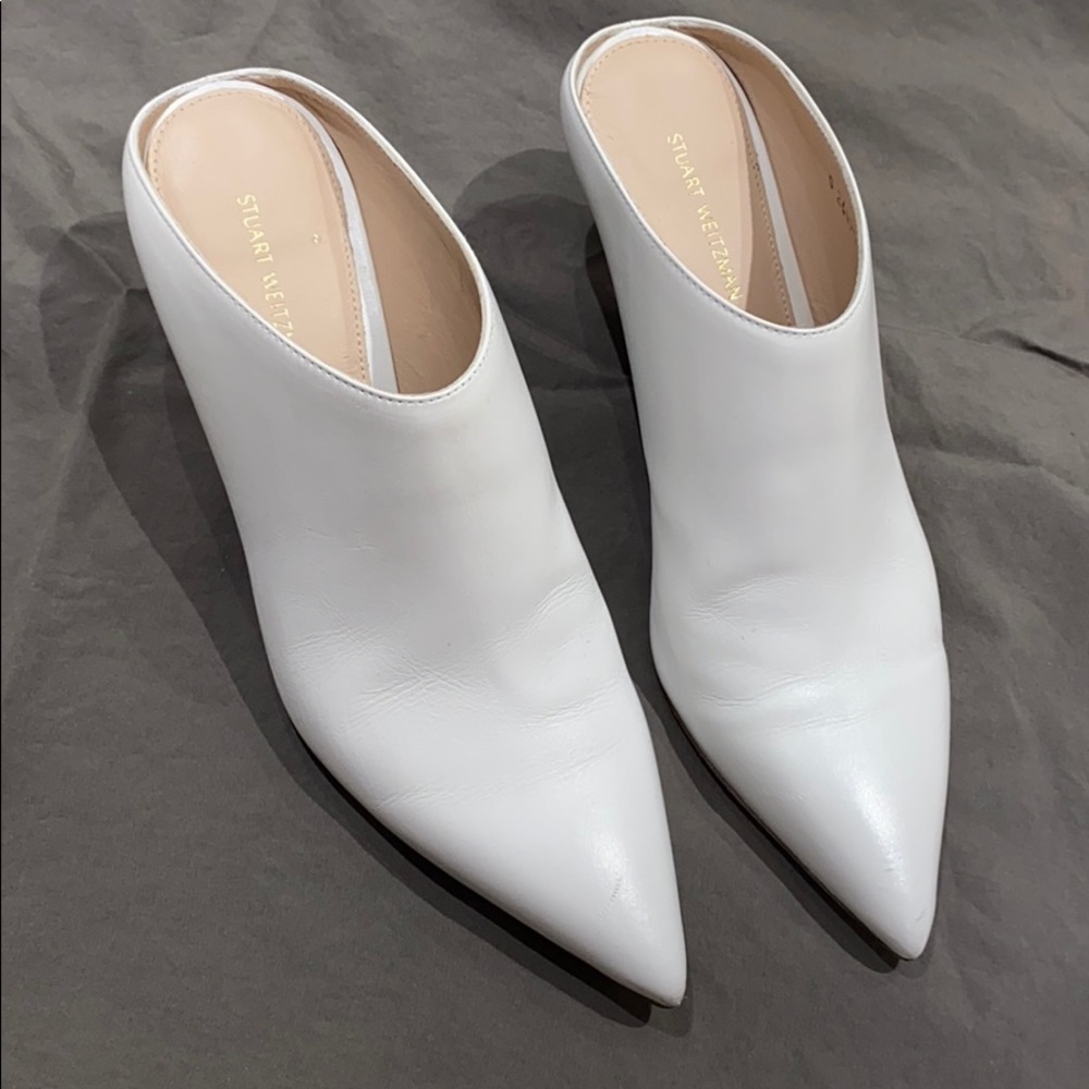 Stuart Weitzman white leather pumps
